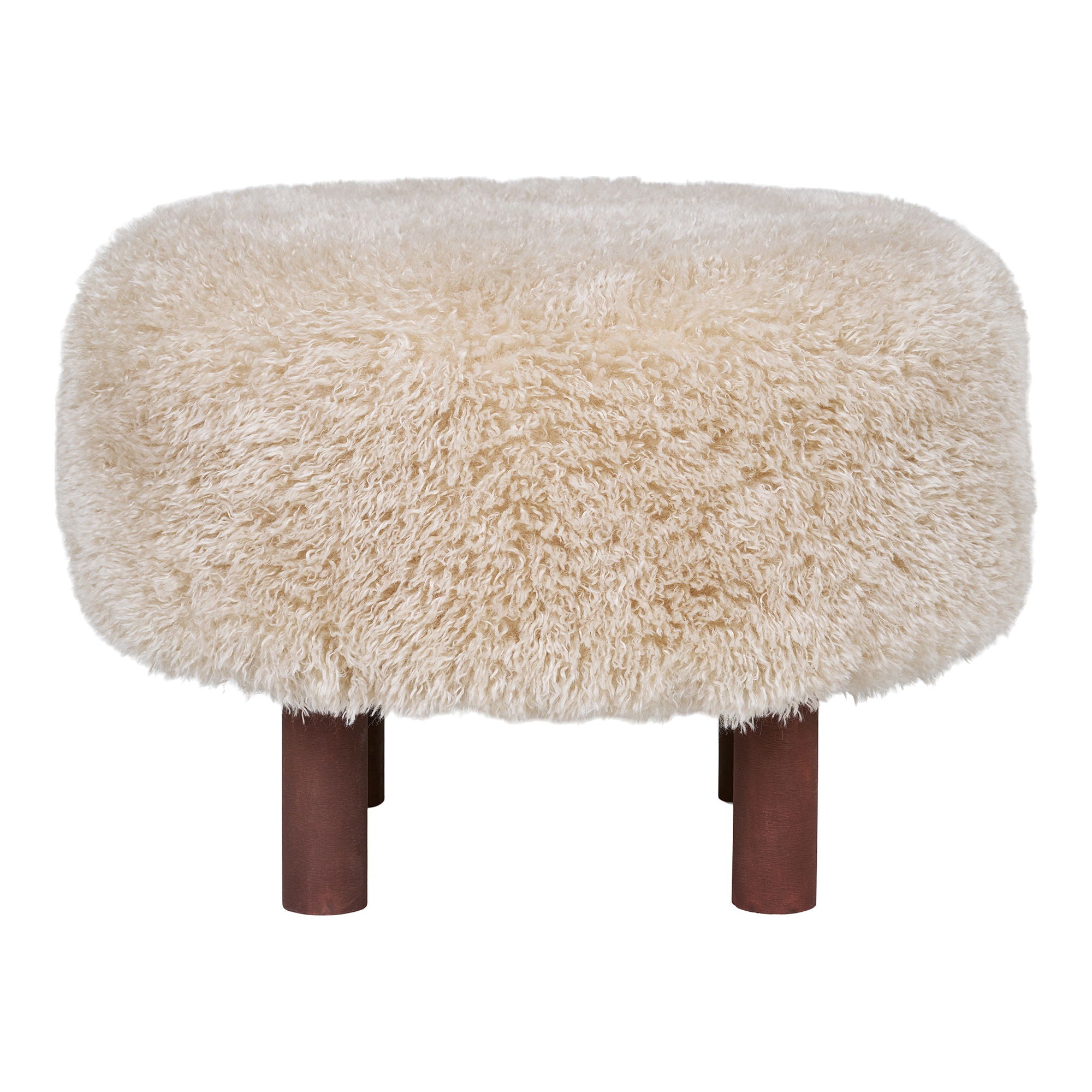 Inverness – Hocker mit Kunstfellbezug, Hellbraun, Ø50×36 cm
